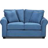 Collins 63" Twin Air Mattress Sleep Sofa in Midnight Blue Velvet Microfiber